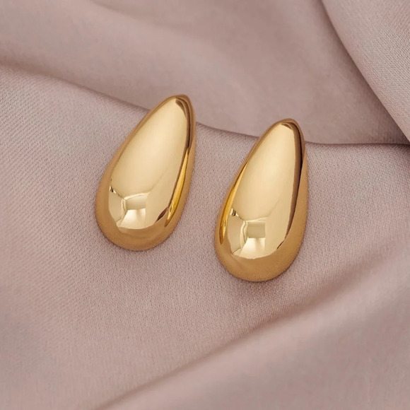 14K Gold Plated Chunky Waterdrop  Earrings - Picture 2 of 8